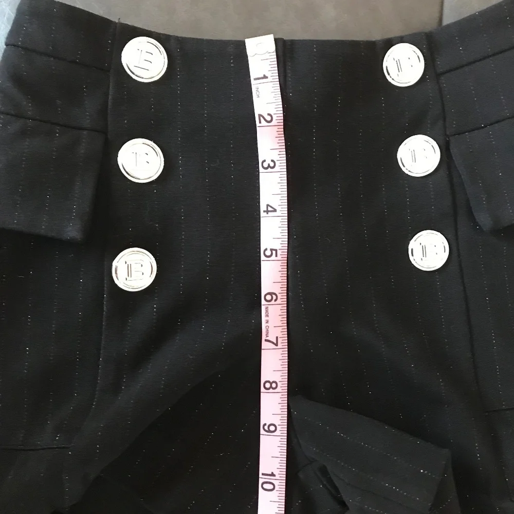 BALMAIN BLACK SHIMMERING PINSTRIPE SHORTS - Picture 16 of 16